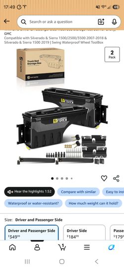 Driver & Passenger Side Truck Bed Storage Tool Box