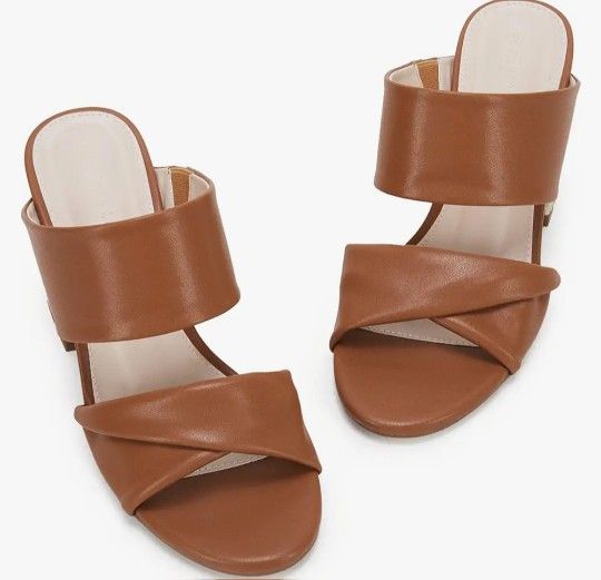 PiePieBuy Block Heeled Open Toe Mules