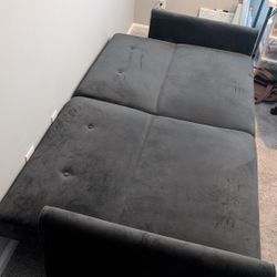 Gray Velvet Convertible Futon