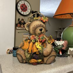 teddy bear autumnal tea light holder