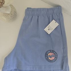 NWT Womens Billabong Fleece Logo Graphic Shorts Size XL Color Light Blue