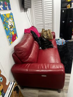 Red Leather Recline Couch