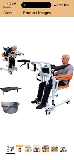 Patient Lift Transfer Chair for Home, Hydraulic Patient Lift Chair with Adjustable Height & 180° Open Design