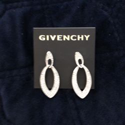 Givenchy Crystal Open Scatter Drop Earrings Silver