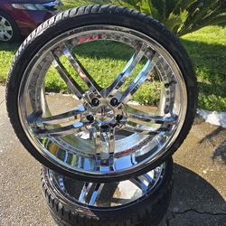 2 22 INCH ZENITTI 5 LUG 5X114  WHEELS ON 245 30 22 GOOD THREAD TIRES