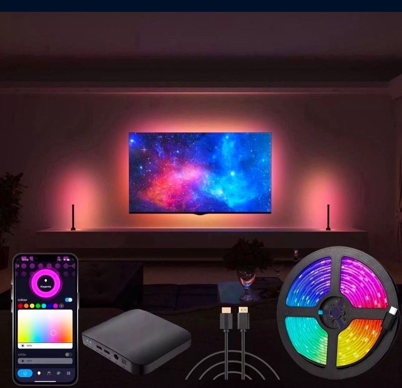TV Immersion LED Backlight 12.5ft for TV 55-65in Sync Box for Music, Game, Movie