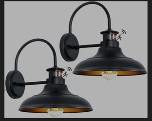 Motion Sensor Outdoor Barn Lights, Dusk to Dawn Farmhouse Gooseneck Lights  (Bulbs Not Included)
