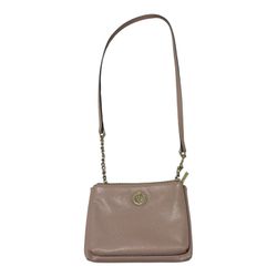 Anne Klein Pink Pebble Leather Crossbody Bag with Chain Strap