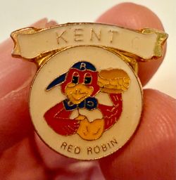 Vintage Red Robin Kent Enamel Lapel Pin