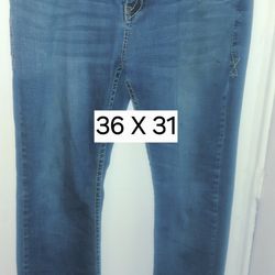 Western Blue 36X31 men's embroidered classic fit jeans