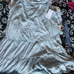 Jean Colored Cotton Dress 1XL
