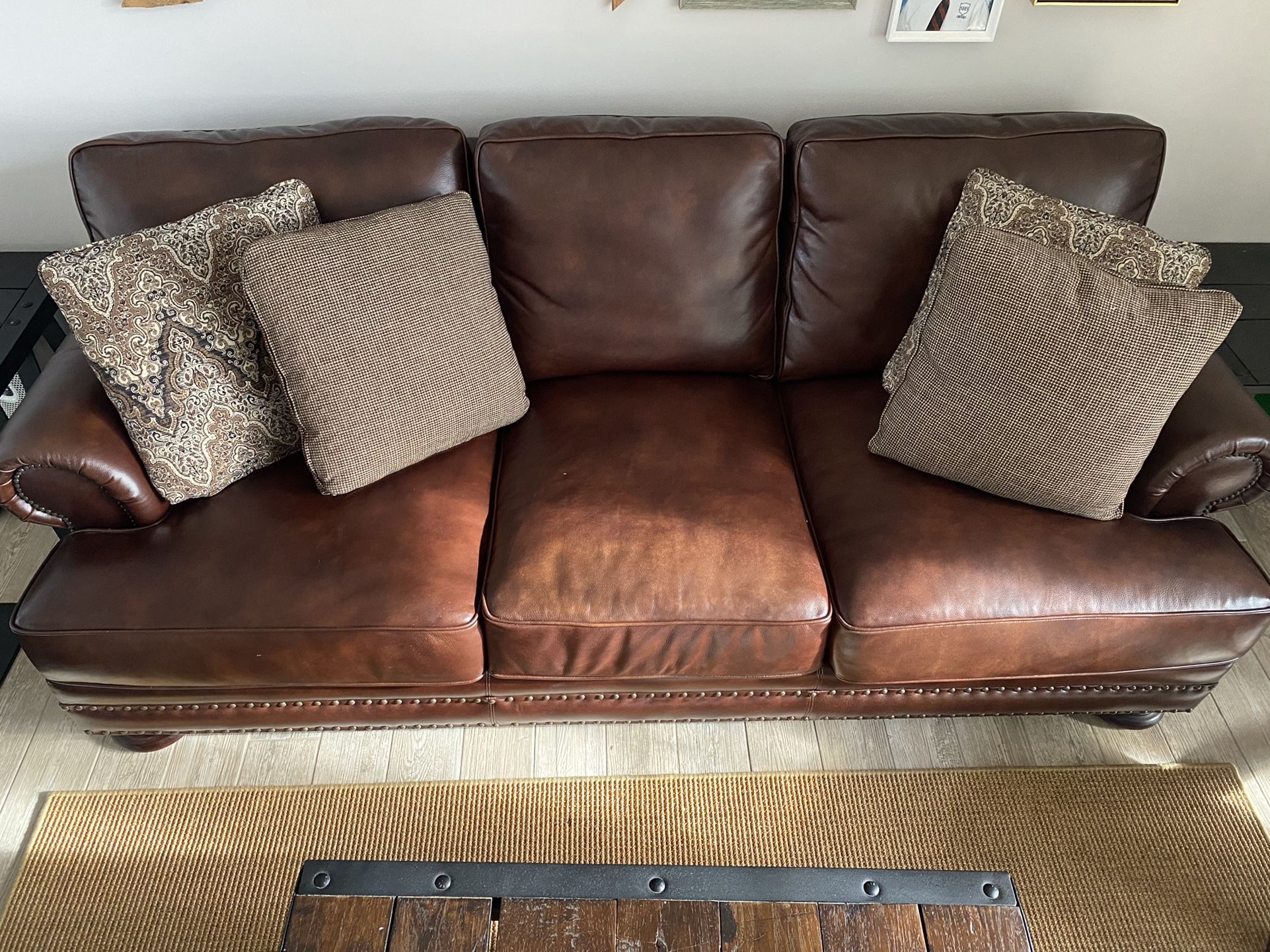 Bernhardt Leather Sofa And Love Seat Set