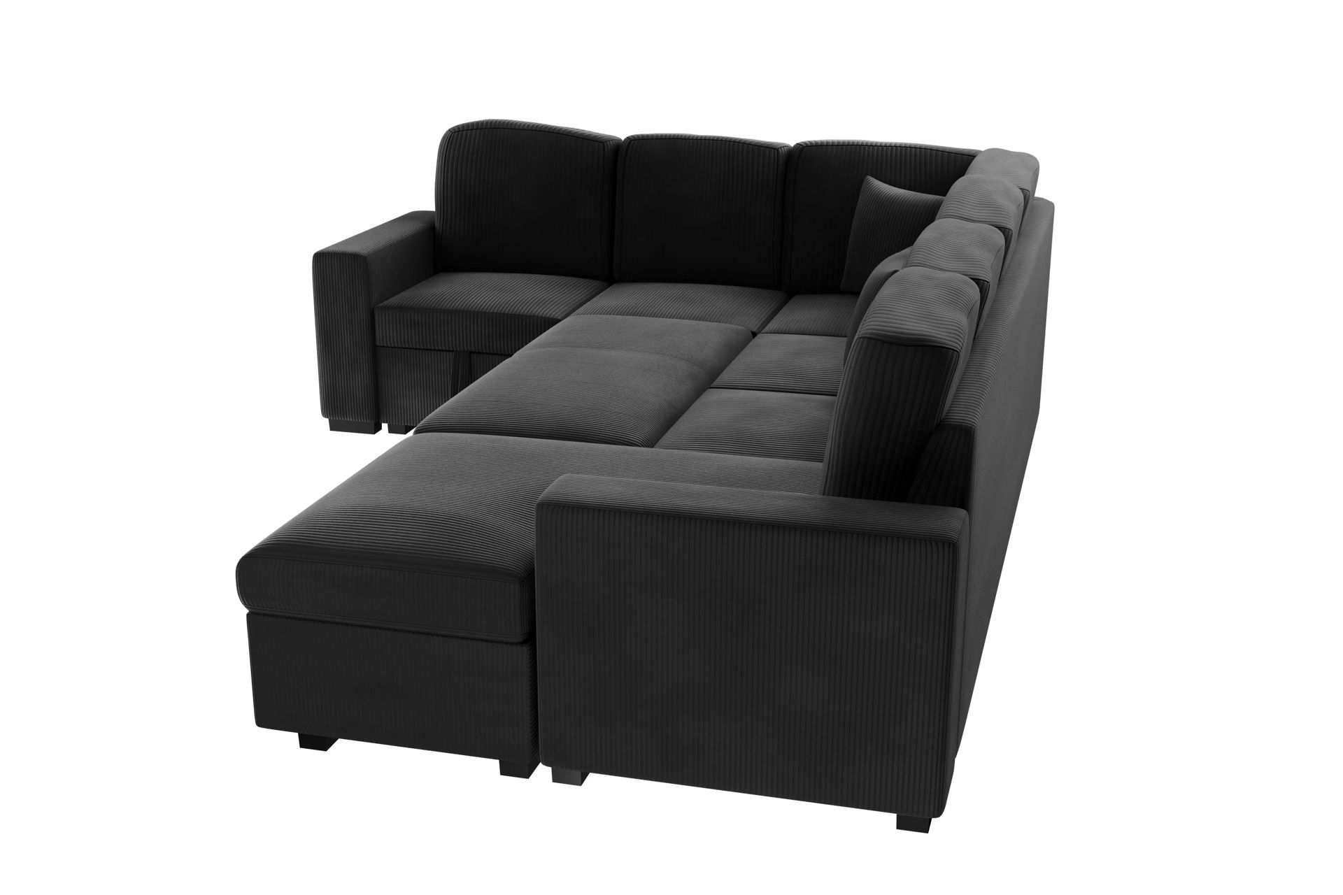 New! USB Black Sectional Sofa Bed, Sleeper Sofa, Couch, Sectional, Sofa, Black Couch, Black Sectional, Plush Sectional Couch, Sectional With Storage