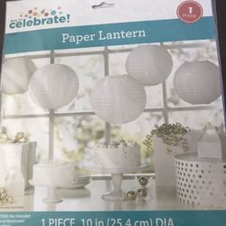 New White Paper Lanterns, Flowers And Ribbons