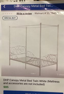 DHP Canopy Metal Bed Twin White