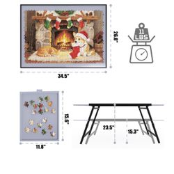 Puzzle Table with Drawers Adjustable Height 1500pcs,Foldable for Storage 3 in 1 Jigsaw Puzzle Table with Legs,Puzzle Tables for Adults  (W29)