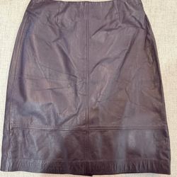 Shanghai Tang dark brown leather skirt XS