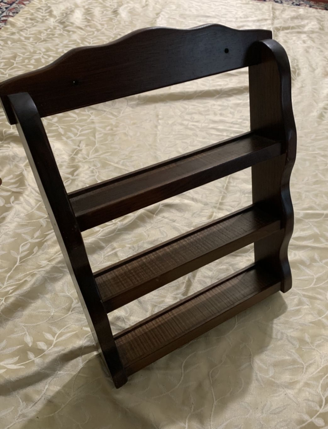 Vintage Wooden Wall Shelf 16x13” – 3-Tier Spice or Display Rack-Rustic