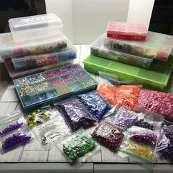 Huge Pony  Bead , Misc Beads & Container Lot 