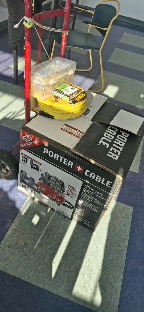 Porter Cable Compressor With 3 Finish Guns