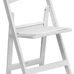 26 White Wood Folding Event Chairs + 2  Dollies 