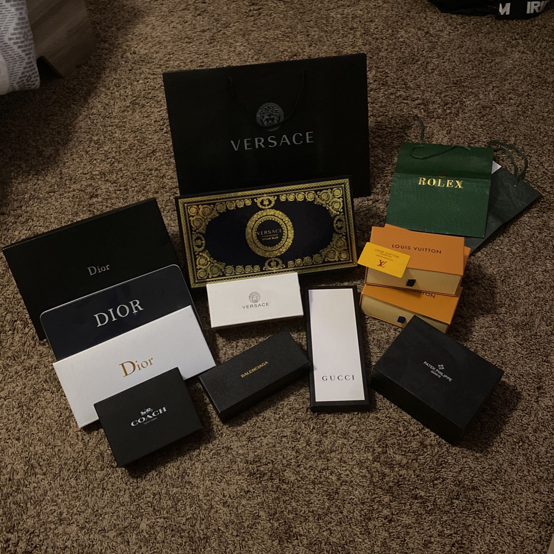 Gucci , Lv , Dior , Versace Boxes /bag