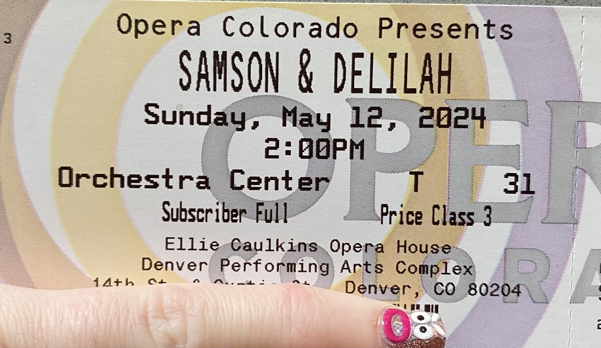 2 Tickets To Samson And Delilah 4/12/24