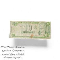 Nicaragua 10 Cordobas Banknote (2002)
​Country: Nicaragua
​Denomination: 10 Cordobas