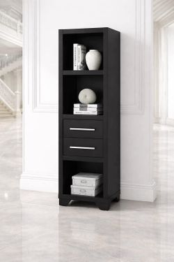 Office Bookshelf , Spacious Media Tower With Drawers Black - E-24