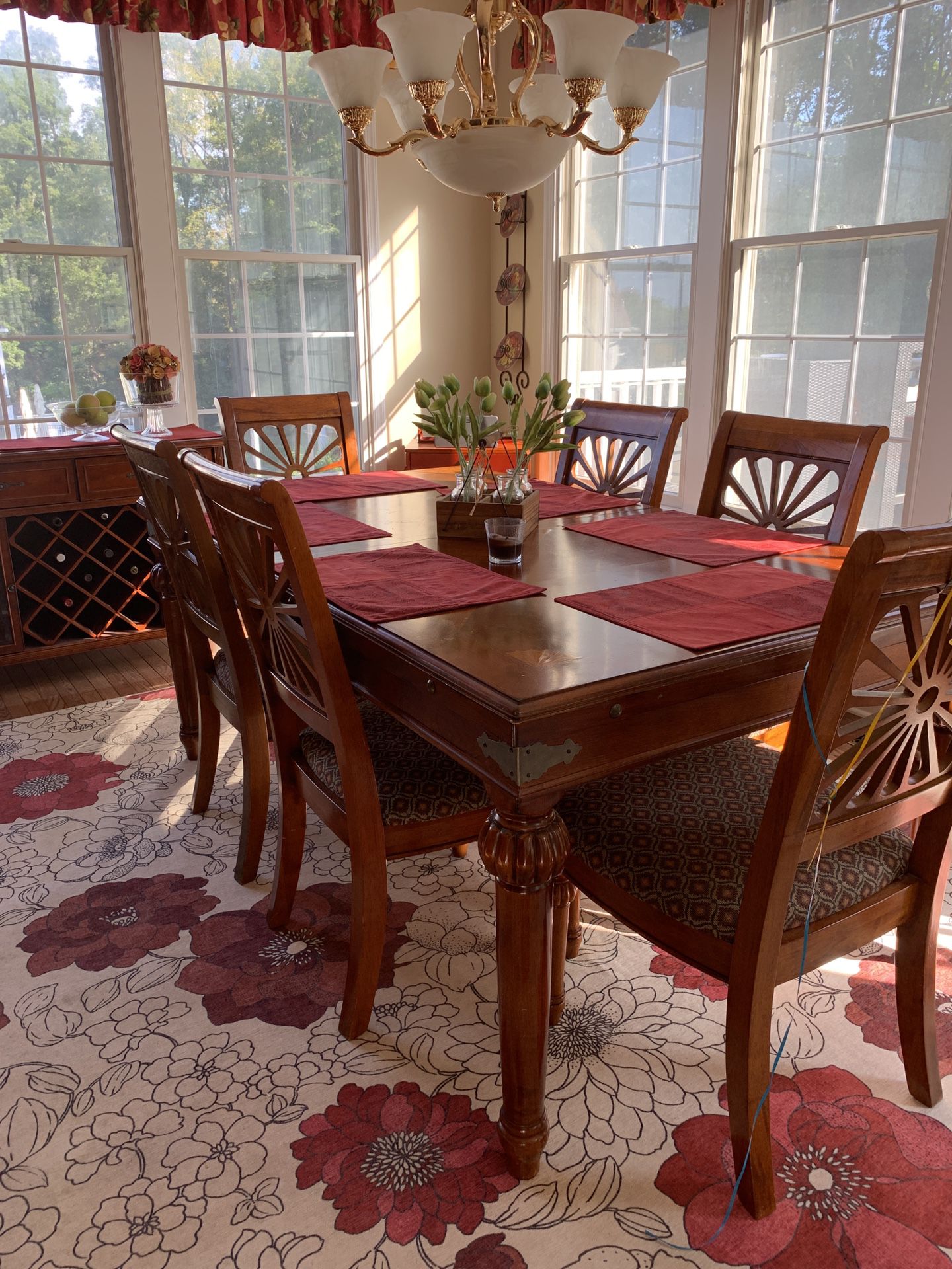 Dining Table and Chairs with extra 18” leaf.