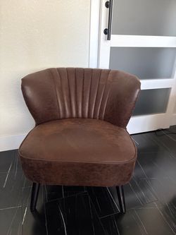 Brown Faux Leather Accent Chair