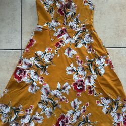 Summer dress for woman’s yellow floral size L
