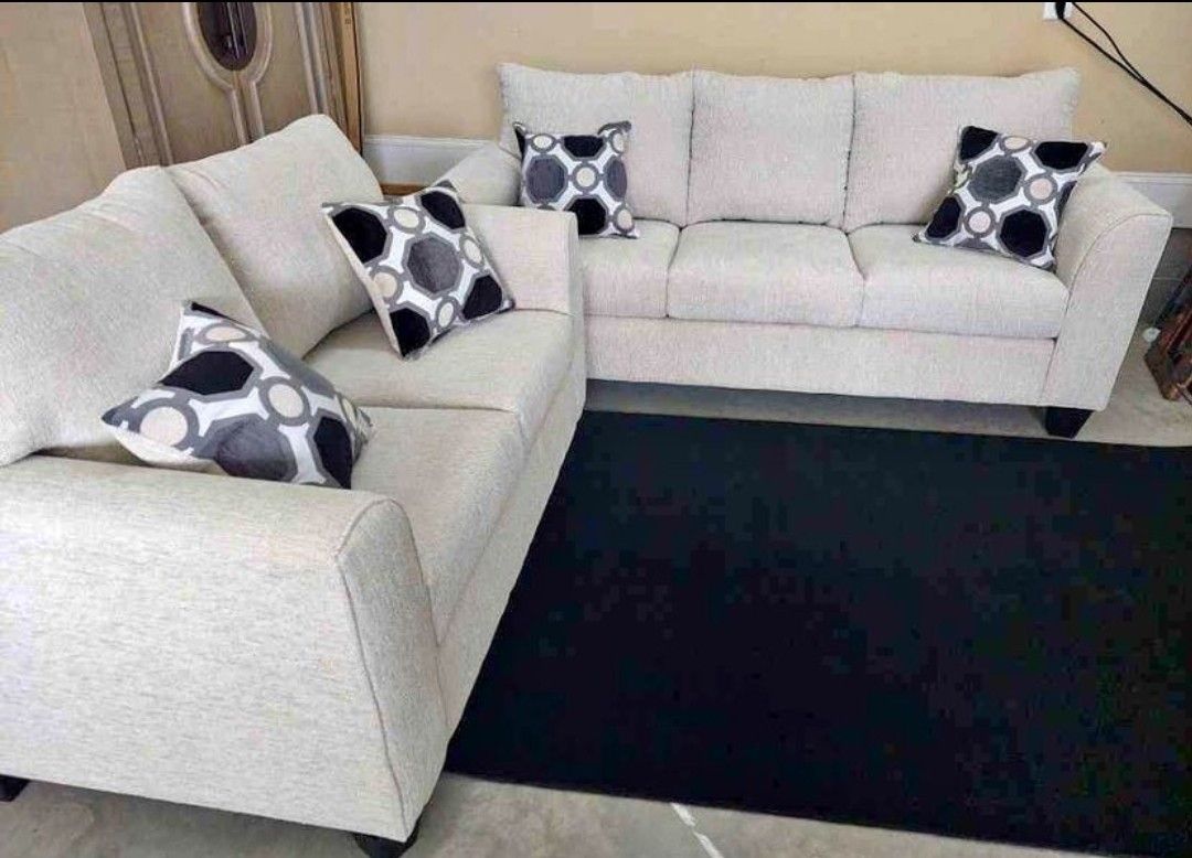 Brand New Artisanal Oat Beige Sofa / Loveseat Sets 