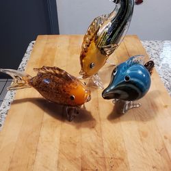 Handblown Murano Glass Fish Set
