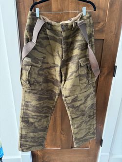 Columbia Camo wool Cargo Pants with Suspenders