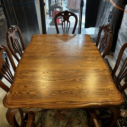 AMAZING SOLID OAK TIGER GRAIN 7 PC DINING SET CAN DELIVER LOCAL IF NEEDED