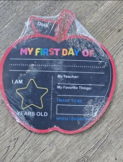 First and Last Day of School Reversible Apple Shaped Sign New