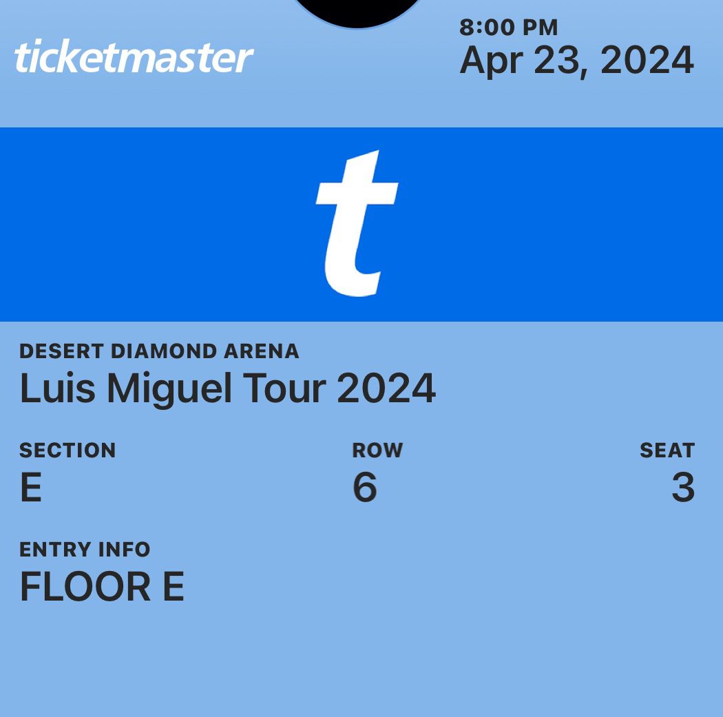 Luis Miguel Floor Tickets 4/23