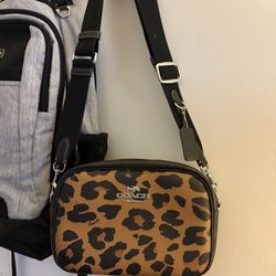 Coach Leopard Print Camera Bag W/matching Wallet. 