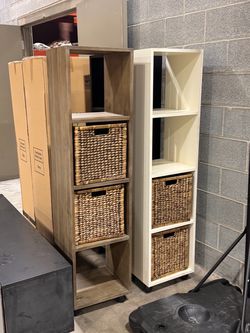 Tall Storage Tower with natural grass baskets