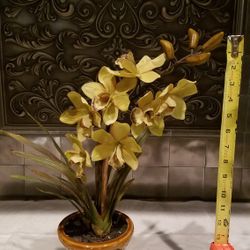 Silk Orchid In Ceramic Pot