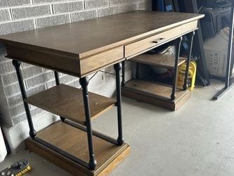 Cornice 1-Drawer Storage Writing Desk - Brown Finish $815 Retail!