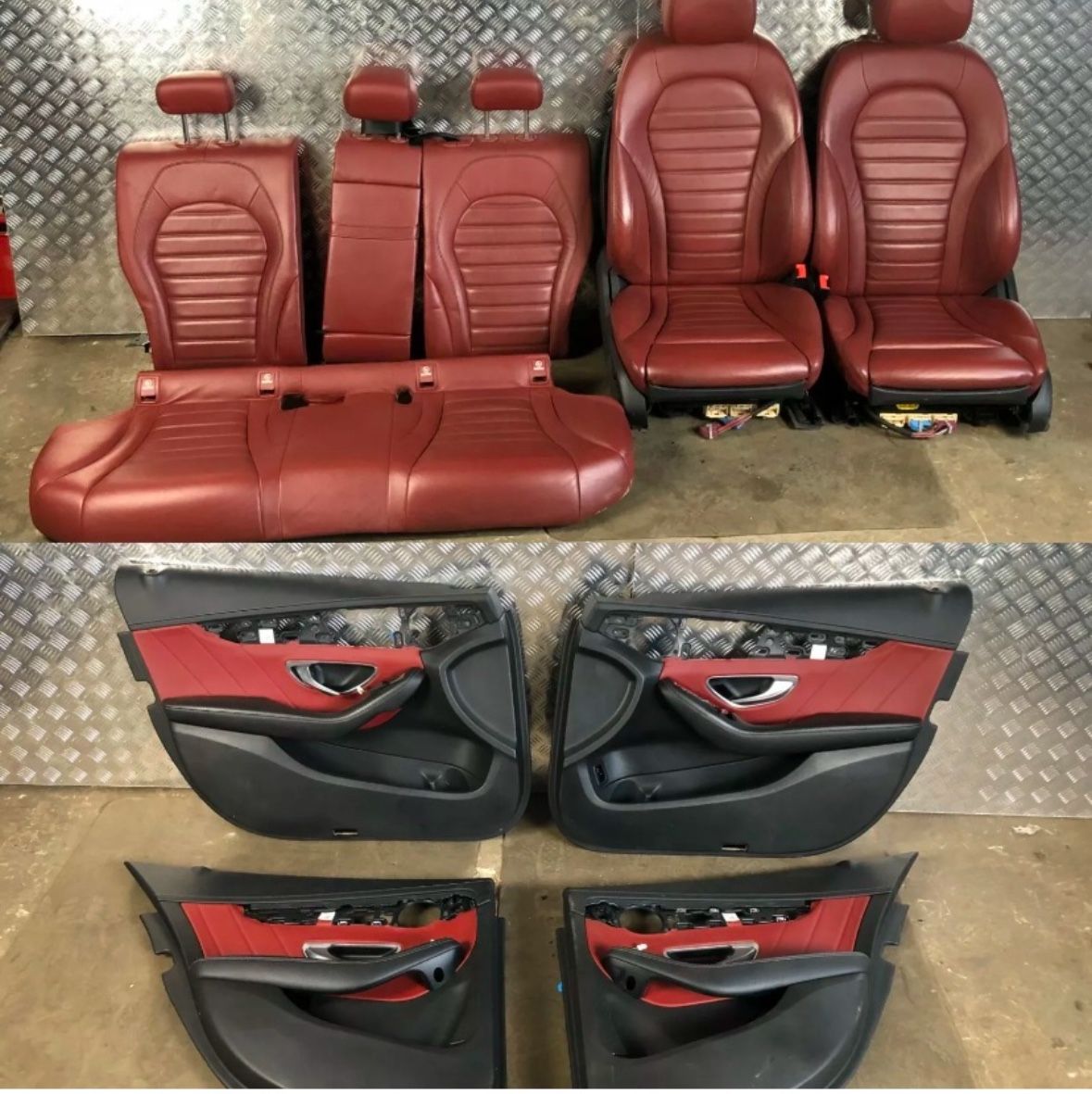 Mercedes Benz C Class W205 Red Leather Interior Front Rear Seat Cushion Set (Donor car -Right Side Driver from Germany)  C300