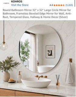 New Kohros  beautiful 32” round mirror
