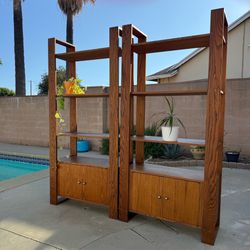 Pair of Vintage Oak Étagère Display Shelves/Bookcases