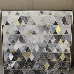 Modern Geometric Framed Canvas Wall Art – 32” x 32”