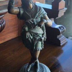 Antique Statue Persian King And Falcon 14"