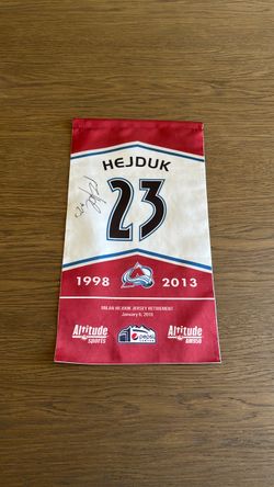 Milan Hejduk Jersey Signed Retirement Commemorative Banner