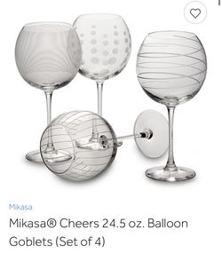 Mikasa cheers 24oz wine glasses. Set of 4.