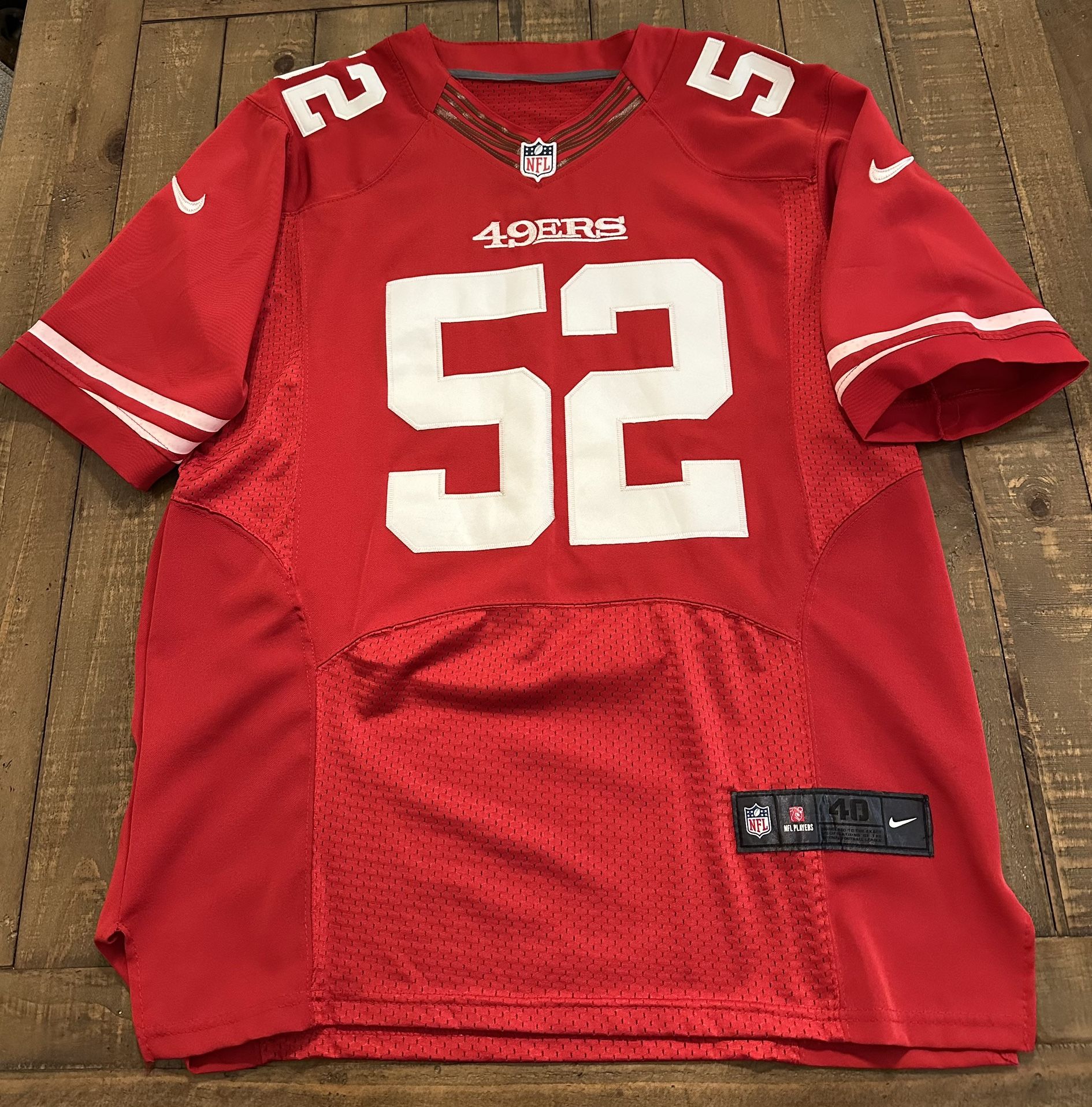 Nike Elite Authentic Patrick Willis SF 49ers Jersey Mens Size 40 #52 ON FIELD